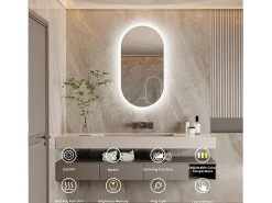 Espejo de baño LED ovalado 100x50cm espejo de pared iluminado con 3 colores ajustables 100x50cm