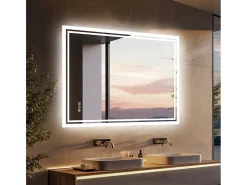 Espejo de baño LED rectangular con iluminación regulable en 3 colores 90x70cm
