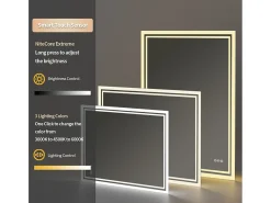 Espejo de baño LED rectangular con iluminación regulable en 3 colores 90x70cm