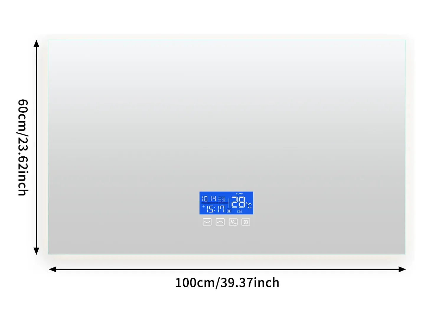 Espejo de baño LED 100x60 cm - Iluminación, Táctil, Antivaho, Reloj, Temperatura, Regulable