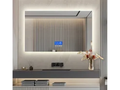 Espejo de baño LED 100x60 cm - Iluminación, Táctil, Antivaho, Reloj, Temperatura, Regulable