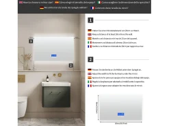Espejo de baño LED 100x60 cm - Iluminación, Táctil, Antivaho, Reloj, Temperatura, Regulable