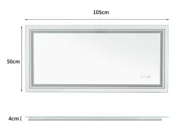 Espejo de baño LED 100x60cm antivaho 3 colores regulables IP67 espejo conectado con enchufe