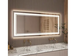 Espejo de baño LED 100x60cm antivaho 3 colores regulables IP67 espejo conectado con enchufe
