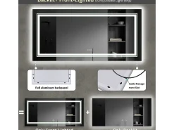 Espejo de baño LED 120x80cm espejo de pared rectangular luz antivaho 120x80cm