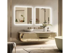 Espejo de baño LED 80x80cm espejo de pared cuadrado con 3 colores ajustables 80x80cm