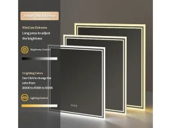 Espejo de baño LED 80x80cm espejo de pared cuadrado con 3 colores ajustables 80x80cm