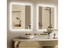 Espejo de baño LED 80x60cm espejo de pared con iluminación antivaho 80x60cm