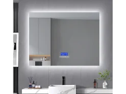 Espejo de baño redondo de 80 x 100 cm - LED, Bluetooth, temperatura, antivaho, iluminación, táctil, 6 ajustes