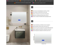 Espejo de baño redondo de 80 x 100 cm - LED, Bluetooth, temperatura, antivaho, iluminación, táctil, 6 ajustes