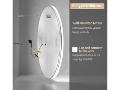 Espejo de baño redondo iluminado con LED regulable y 4 botones táctiles - antivaho - 80 cm