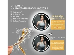 Espejo de baño redondo iluminado con LED regulable y 4 botones táctiles - antivaho - 80 cm