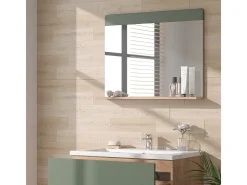 Espejo de baño roble verde/dorado 80.1x12x62 izan