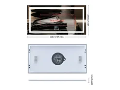 Espejo de baño 120x60cm LED regulable + antivaho + Bluetooth 5.2 + Reloj + 3 colores 4 botones