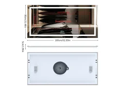 Espejo de baño 160x80cm LED regulable + antivaho + Bluetooth 5.2 + Reloj + 3 colores 4 botones