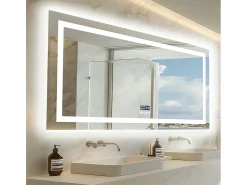 Espejo de baño 160x80cm LED regulable + antivaho + Bluetooth 5.2 + Reloj + 3 colores 4 botones