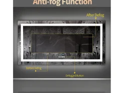 Espejo de baño 160x80cm LED regulable + antivaho + Bluetooth 5.2 + Reloj + 3 colores 4 botones