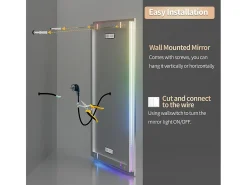 Espejo de baño 151x78cm RGB y LED regulable + antivaho + Bluetooth 5.2 + Reloj + 3 colores 4 botones