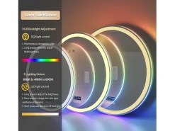 Espejo de baño 80x80cm RGB y LED regulable + antivaho + Bluetooth 5.2 + Reloj + 3 colores 4 botones
