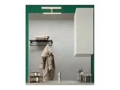 Espejo de diseño con almacenamiento, 120x110 cm, colección VITARIO, color blanco brillante
