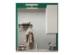 Espejo de diseño con almacenamiento, 100x110 cm, colección VITARIO, color blanco brillante.