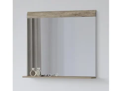 Espejo de diseño OHIO – 83x72 cm – Roble claro con estante integrado