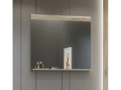 Espejo de diseño OHIO – 83x72 cm – Roble claro con estante integrado