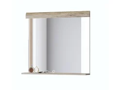 Espejo de diseño OHIO – 83x72 cm – Roble claro con estante integrado