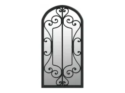 Espejo de jardín hierro negro para uso exterior 70x30 cm ES803817