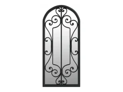 Espejo de jardín hierro negro para uso exterior 100x45 cm ES908157