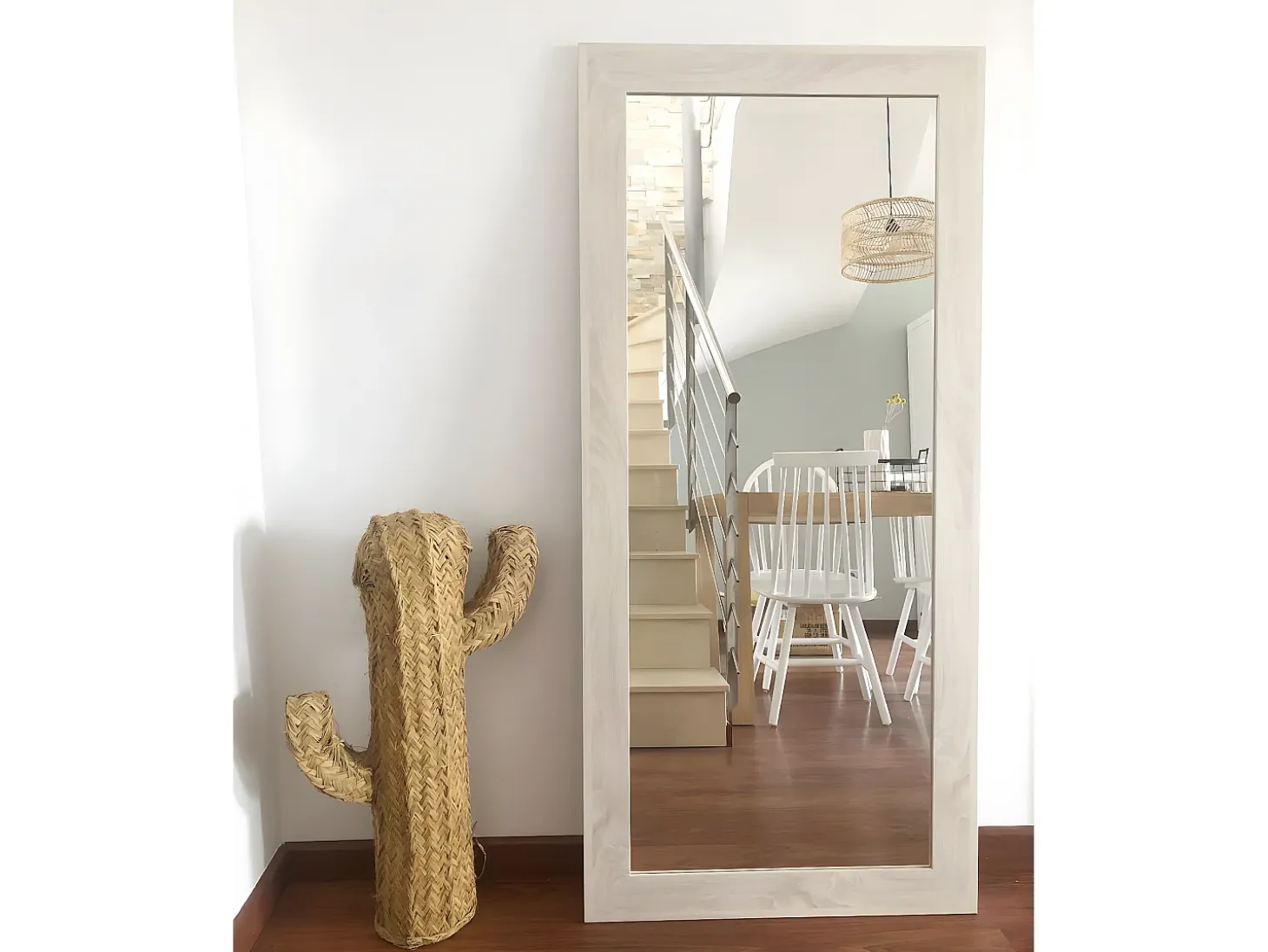 Espejo de madera color beige de 70x150cm - SAND - DECOWOOD