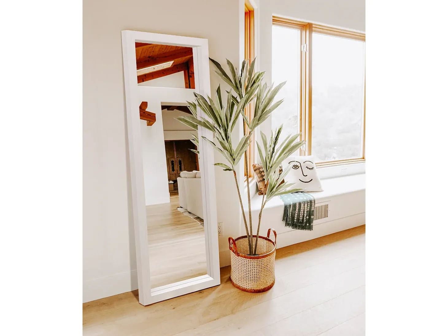 Espejo de madera color blanco de 49x149cm - EIRA BOLD - DECOWOOD