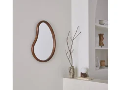 Espejo de madera de abeto decorativo de pared, 65cm nogal