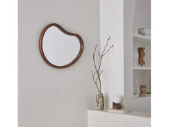 Espejo de madera de abeto decorativo de pared, 65cm nogal