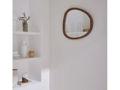 Espejo de madera de abeto decorativo de pared, 55cm nogal