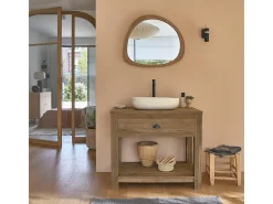 Espejo de madera maciza de teca reciclada de 70x60 cm