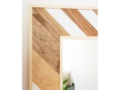 Espejo de madera maciza en tono roble oscuro, natural y blanco de 163x84cm - MOSAIK - DECOWOOD