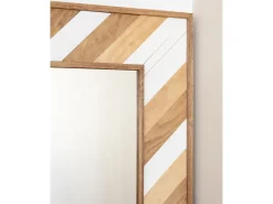 Espejo de madera maciza en tono roble oscuro, natural y blanco de 163x84cm - ZEN - DECOWOOD