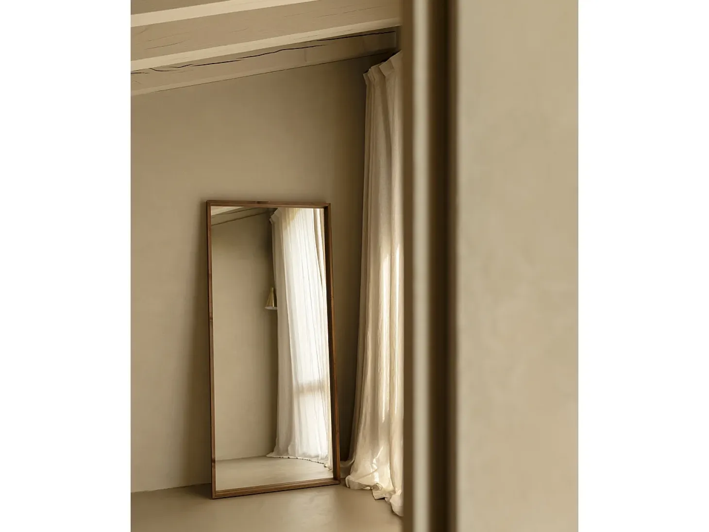 Espejo de madera maciza tono roble oscuro de 160x80cm - WALLS - DECOWOOD