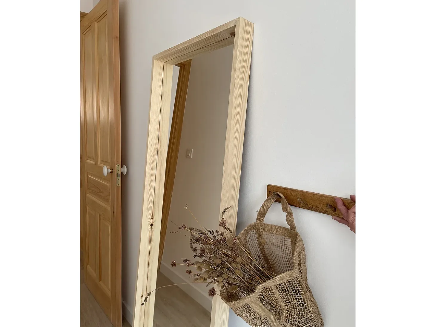 Espejo de madera maciza tono natural de 160x60cm - WALLS - DECOWOOD