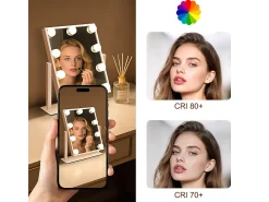 Espejo de maquillaje iluminado NETTLIFE Hollywood Mirror - Espejo de tocador con 9 LED, espejo cosmético pequeño con luz giratoria de 3 modos