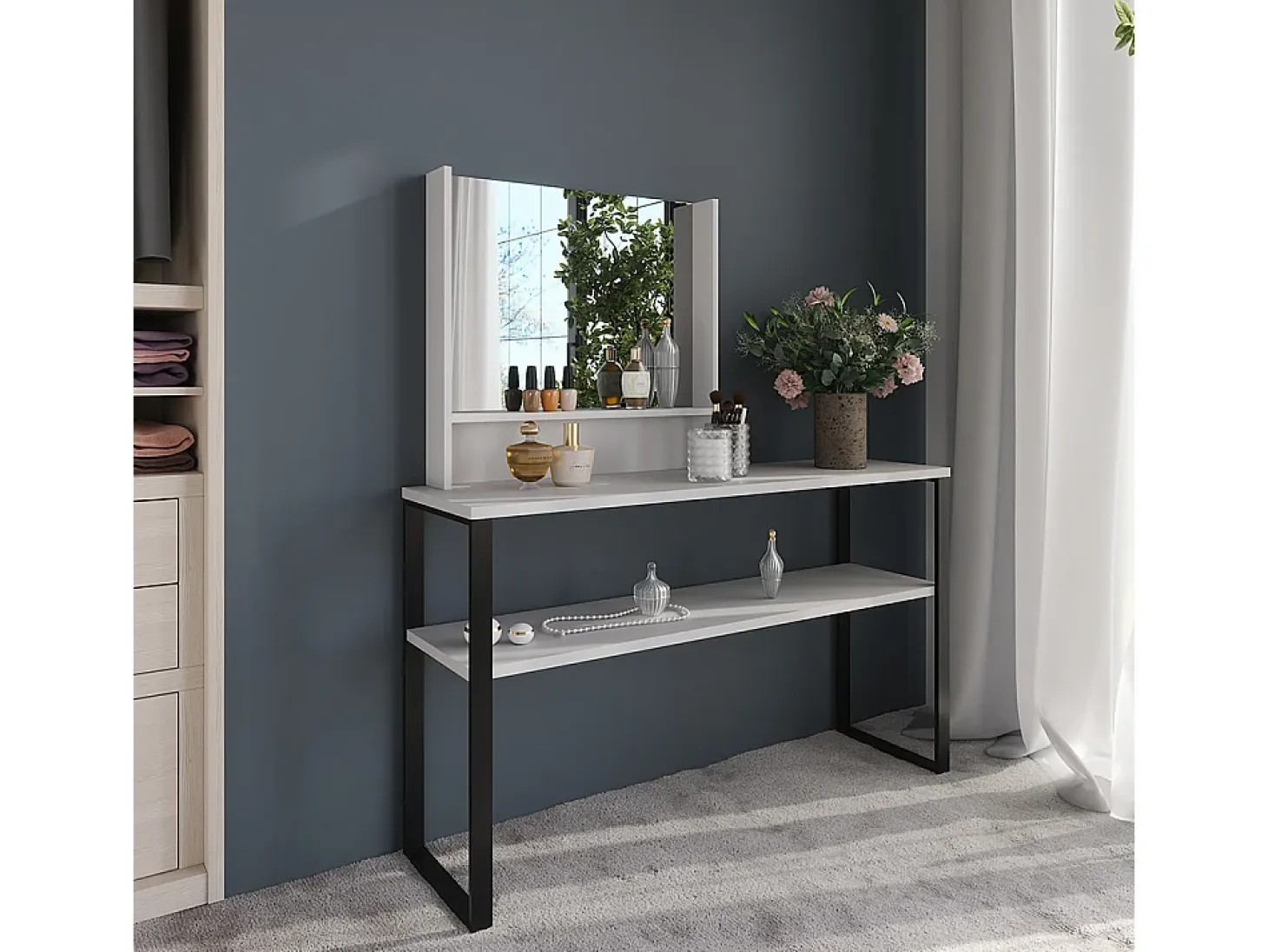 Espejo de pared blanco 70x10x65 sherry