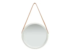 Espejo de pared con correa plateado 40 cm ES985582