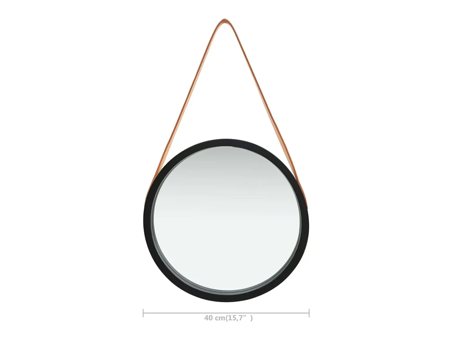 Espejo de pared con correa 40 cm Negro