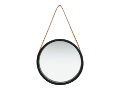Espejo de pared con correa 40 cm Negro