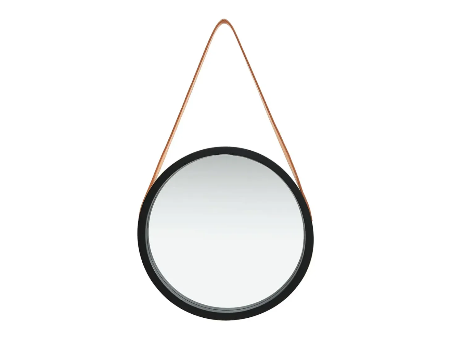 Espejo de pared con correa 40 cm Negro