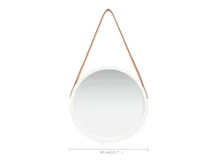 Espejo de pared con correa 40 cm Blanco