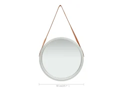 Espejo de pared con correa 50 cm Plata