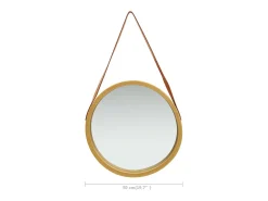 Espejo de pared con correa 50 cm Oro