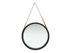 Espejo de pared con correa negro 50 cm ES867831